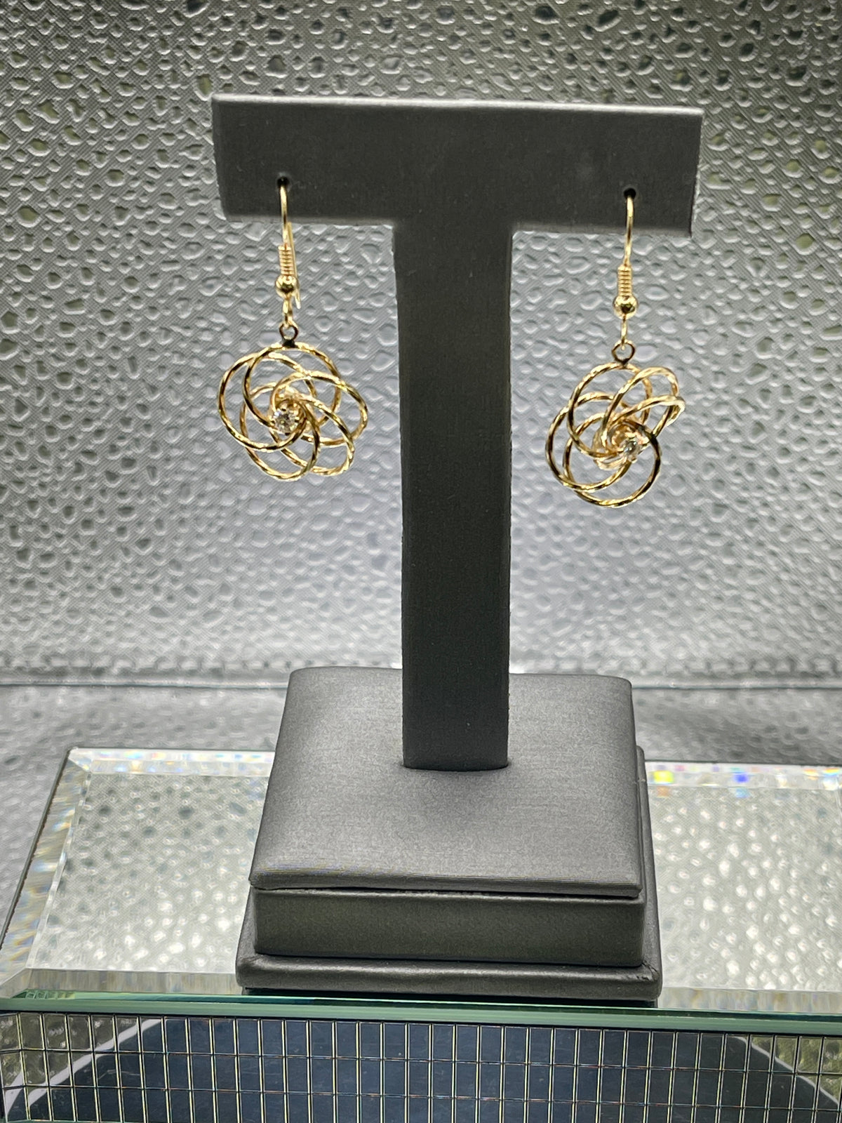 14 Karat Yellow Gold and Diamond Flower Earrings