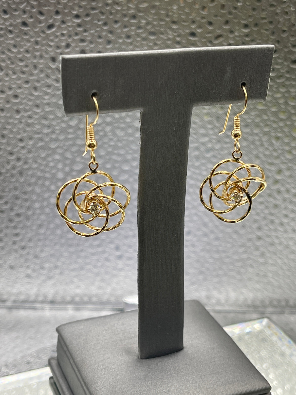 14 Karat Yellow Gold and Diamond Flower Earrings
