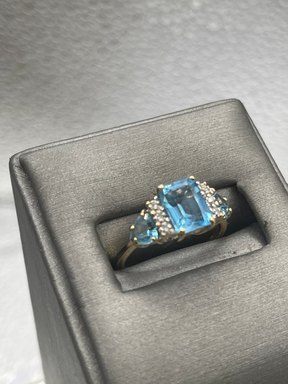 10 Karat Yellow Gold Topaz and Diamond Ring