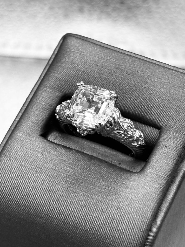 Ladies Vintage Judith Ripka Sterling Silver Square Radiant Cut Ring