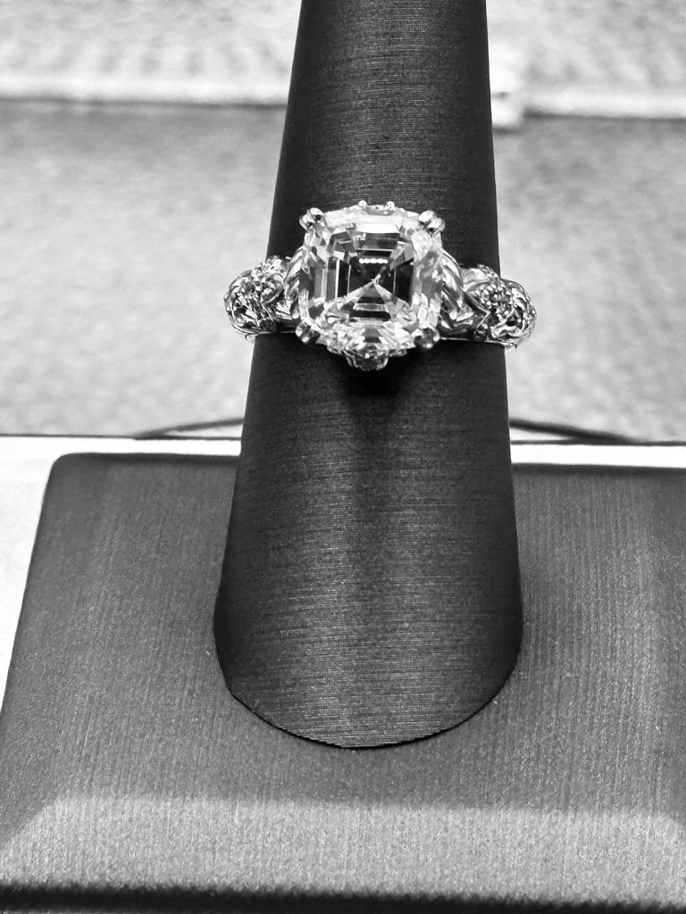 Ladies Vintage Judith Ripka Sterling Silver Square Radiant Cut Ring
