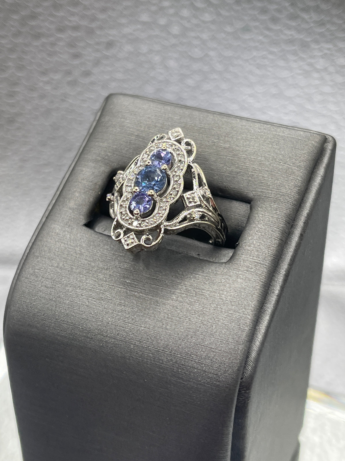 View one of Ladies 14 Karat White Gold Diamond and Sapphire Ring