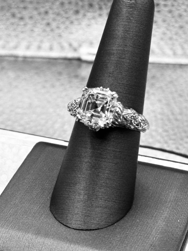 Ladies Vintage Judith Ripka Sterling Silver Square Radiant Cut Ring