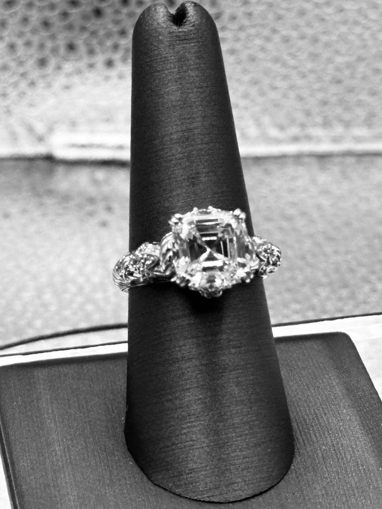 Ladies Vintage Judith Ripka Sterling Silver Square Radiant Cut Ring