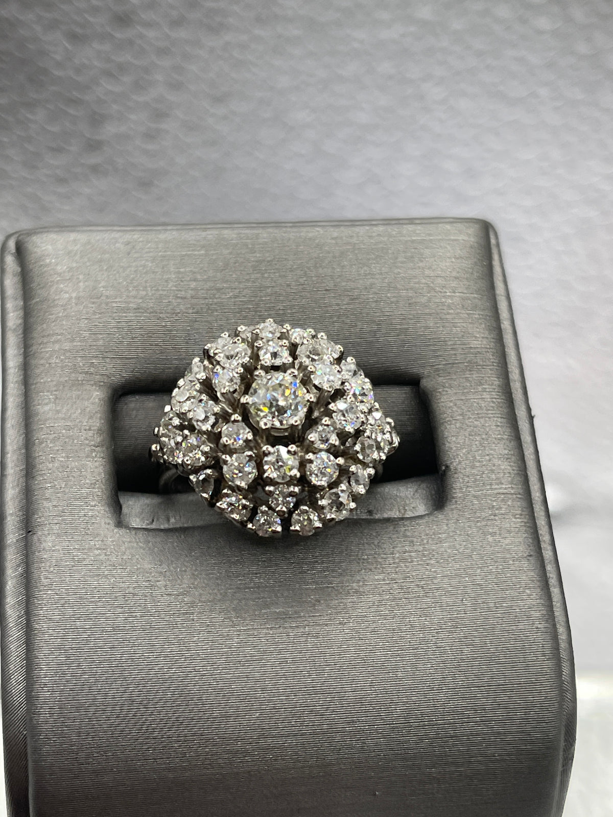 View two of Ladies Antique Platinum Diamond Bouquet Ring