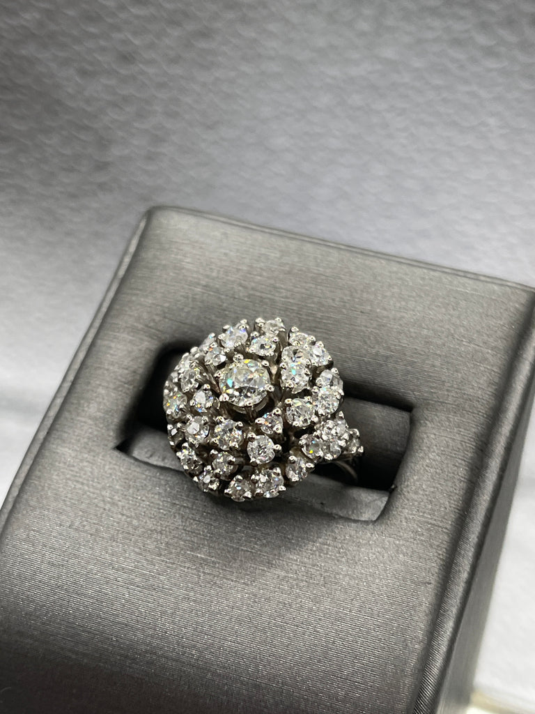 View three of Ladies Antique Platinum Diamond Bouquet Ring