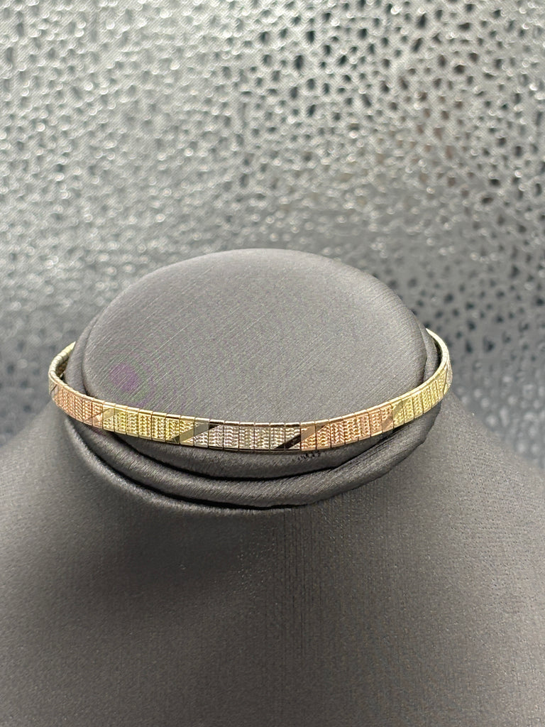 Ladies 14 Karat Tri-Color Gold Diamond Cut Mirror Bracelet