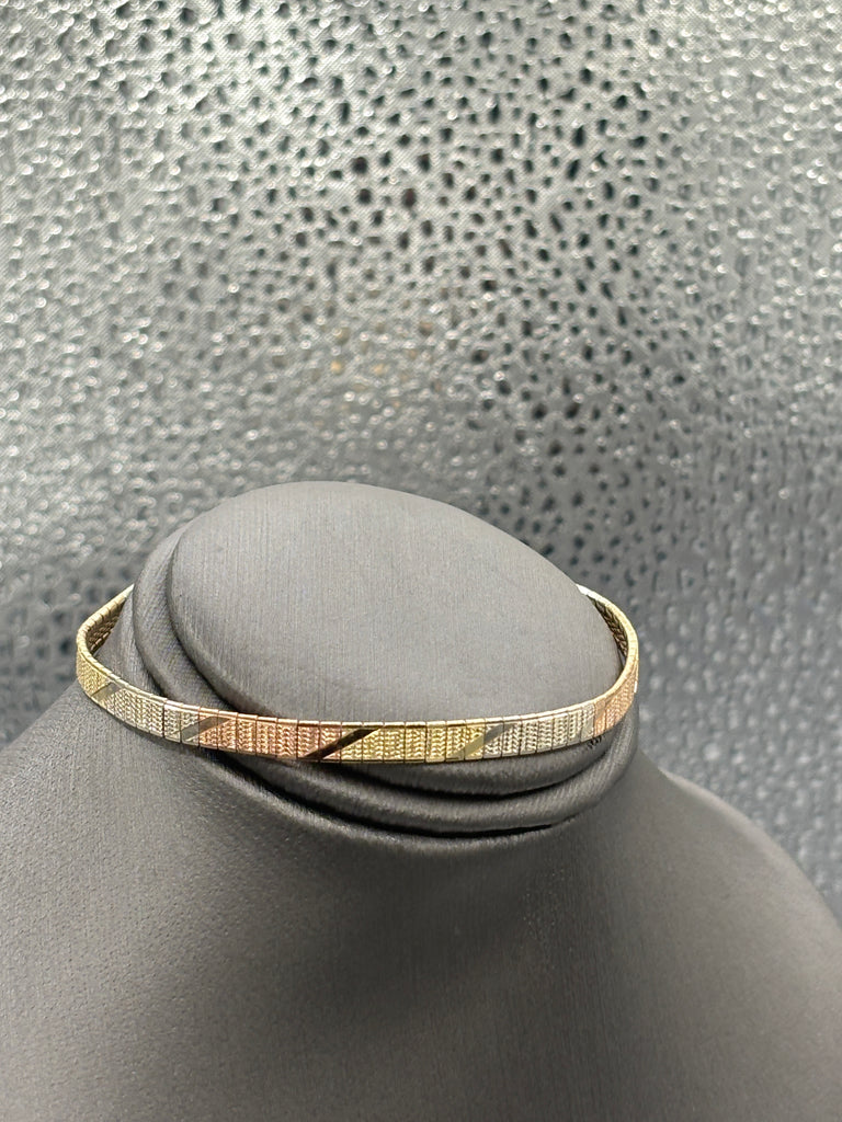 Ladies 14 Karat Tri-Color Gold Diamond Cut Mirror Bracelet