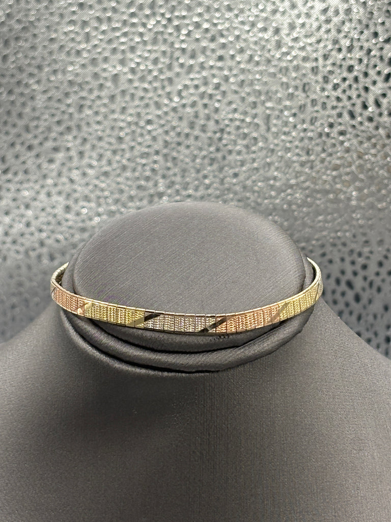 Ladies 14 Karat Tri-Color Gold Diamond Cut Mirror Bracelet