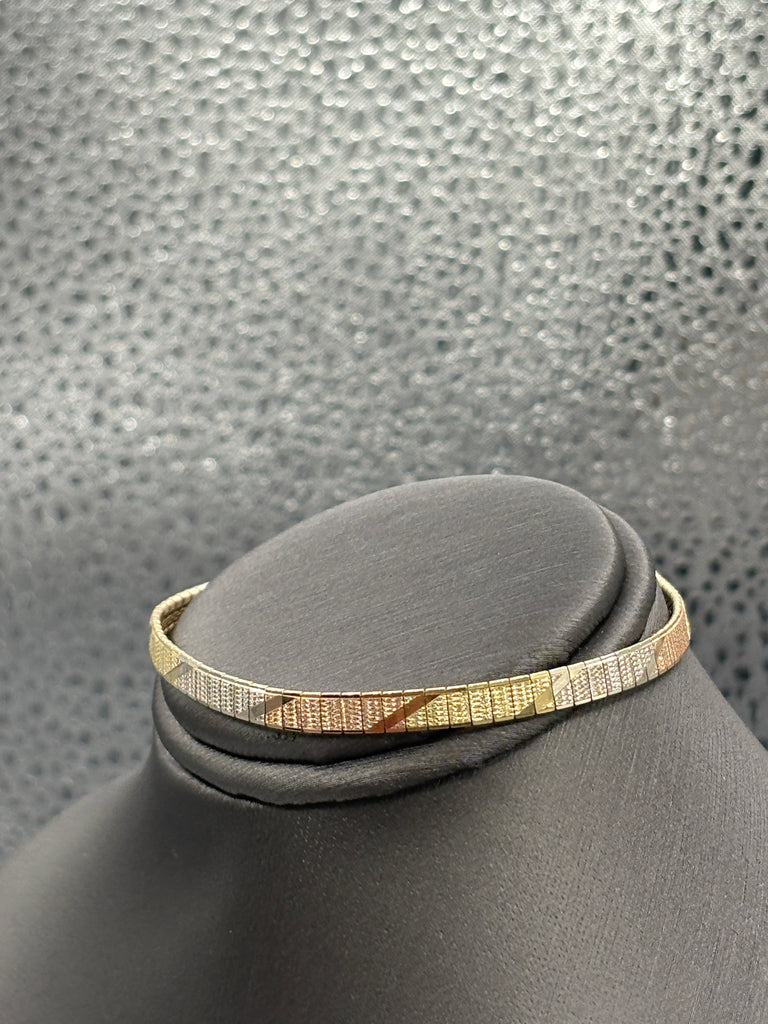 Ladies 14 Karat Tri-Color Gold Diamond Cut Mirror Bracelet