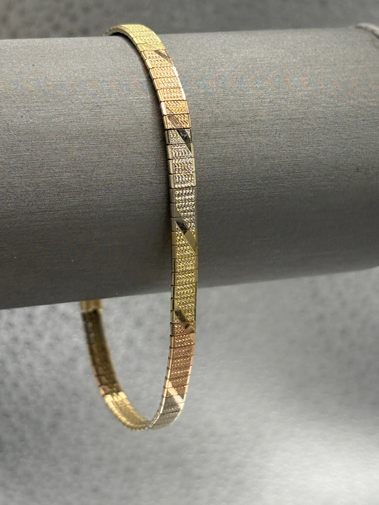Ladies 14 Karat Tri-Color Gold Diamond Cut Mirror Bracelet
