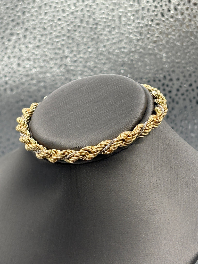 14 Karat Yellow Gold Rope & White Gold Box Chain Bracelet