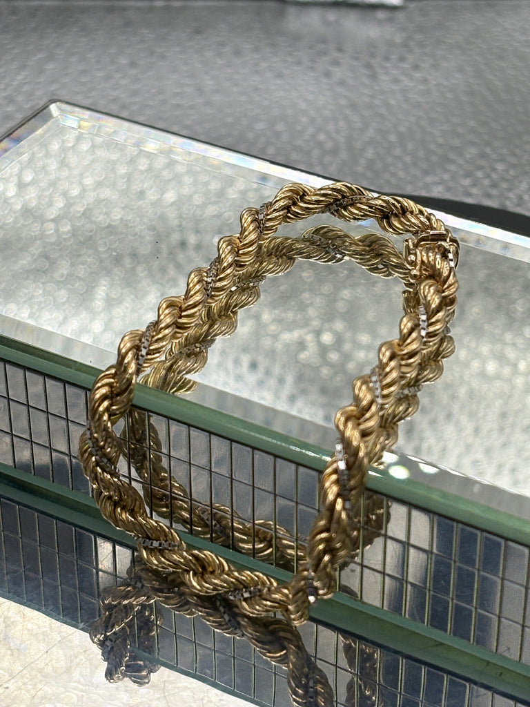 14 Karat Yellow Gold Rope & White Gold Box Chain Bracelet