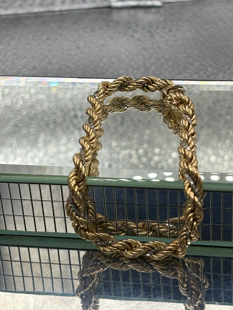14 Karat Yellow Gold Rope & White Gold Box Chain Bracelet