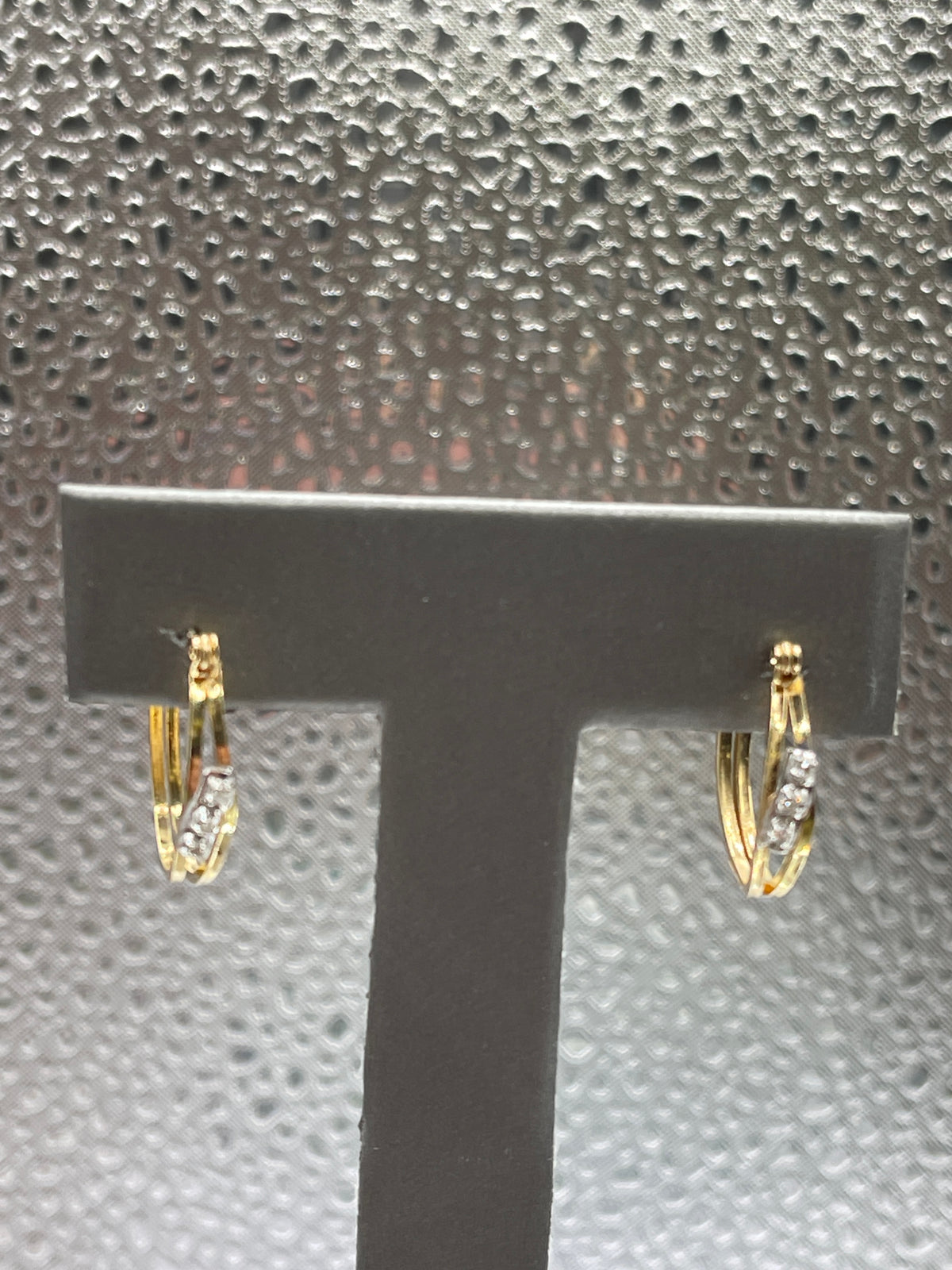 Ladies 14 Karat Yellow Gold and Diamond Hoop Earrings