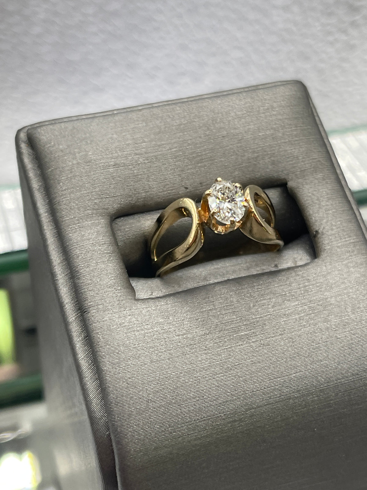 Ladies 14 Karat Yellow Gold Diamond Solitaire Engagement Ring