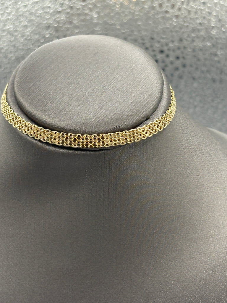 14 Karat Yellow Gold Ladies Bizmark Link Bracelet