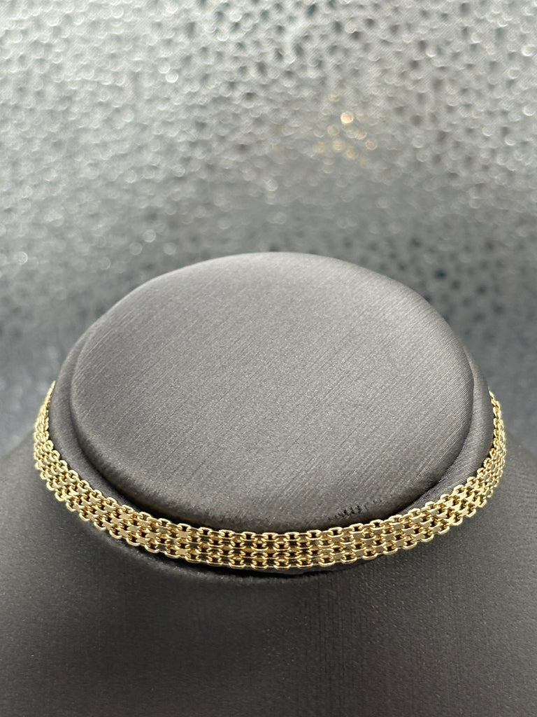 14 Karat Yellow Gold Ladies Bizmark Link Bracelet