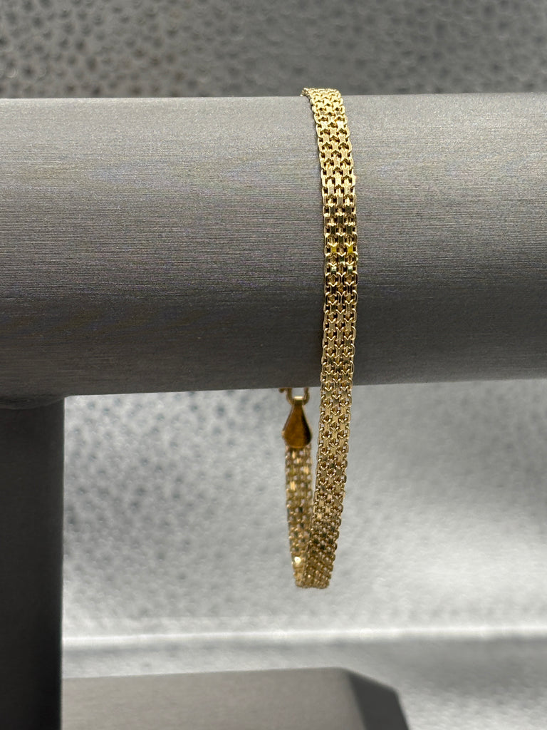 14 Karat Yellow Gold Ladies Bizmark Link Bracelet
