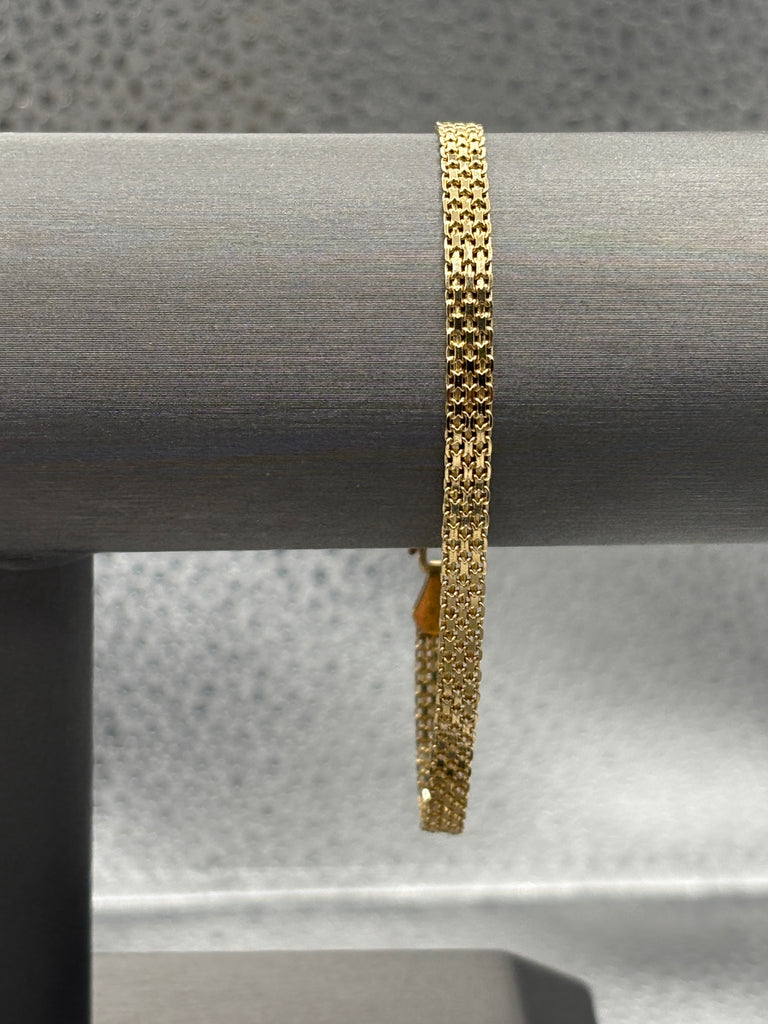 14 Karat Yellow Gold Ladies Bizmark Link Bracelet