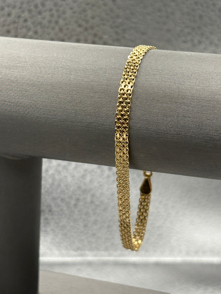 14 Karat Yellow Gold Ladies Bizmark Link Bracelet