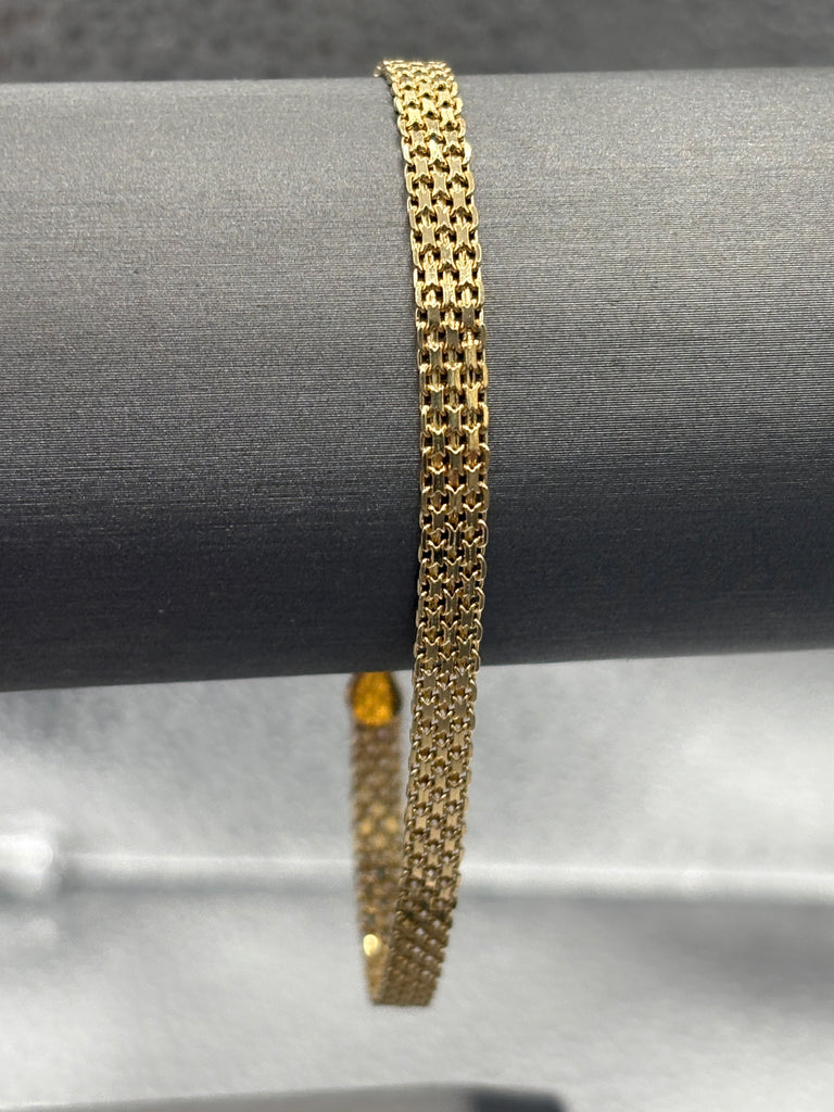 14 Karat Yellow Gold Ladies Bizmark Link Bracelet