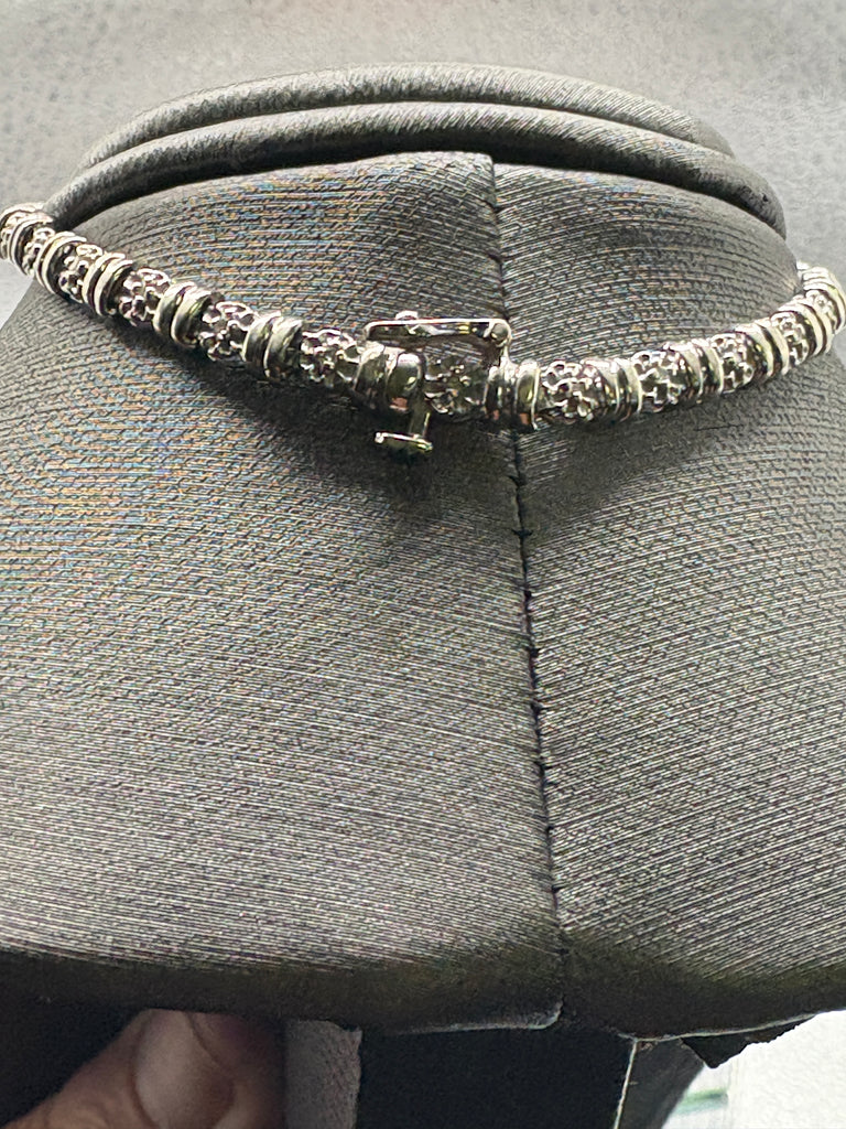 10 Karat White Gold Ladies Diamond Tennis Style Link Bracelet