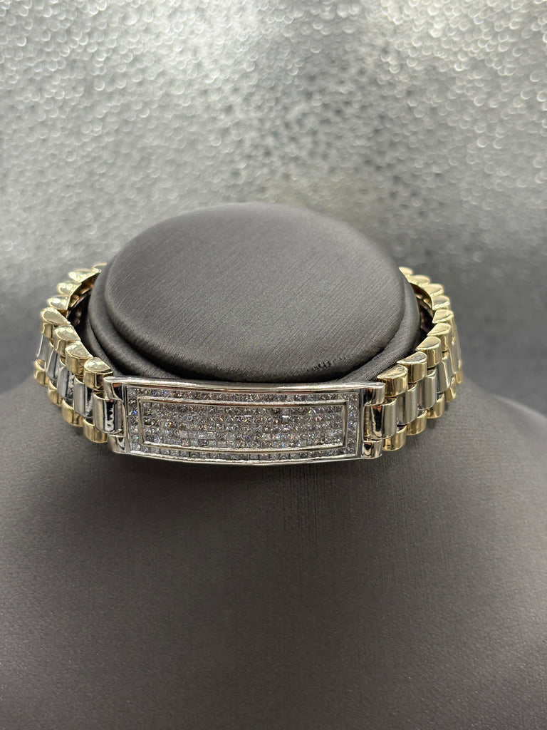 14 Karat Yellow & White Gold Gents/ Ladies Diamond Bracelet