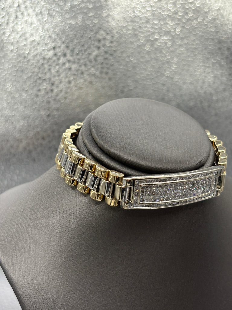 14 Karat Yellow & White Gold Gents/ Ladies Diamond Bracelet