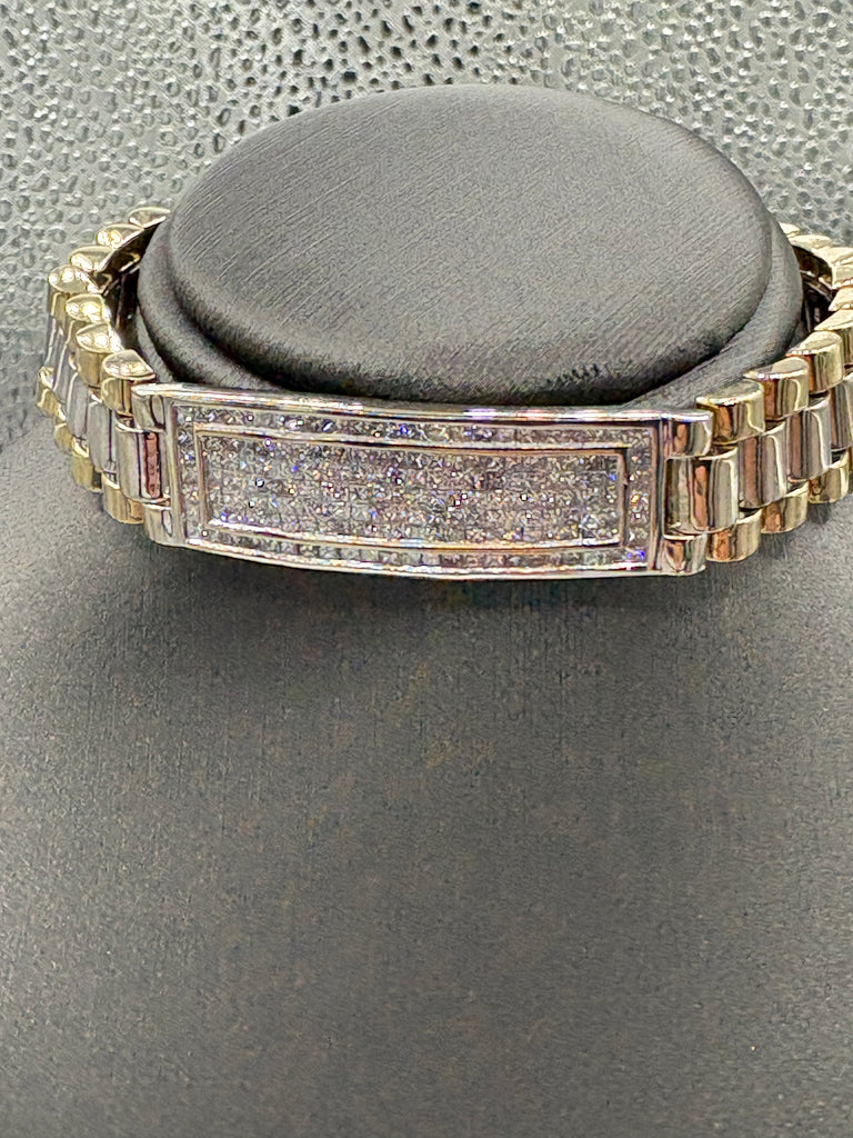 14 Karat Yellow & White Gold Gents/ Ladies Diamond Bracelet