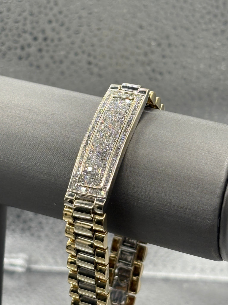 14 Karat Yellow & White Gold Gents/ Ladies Diamond Bracelet