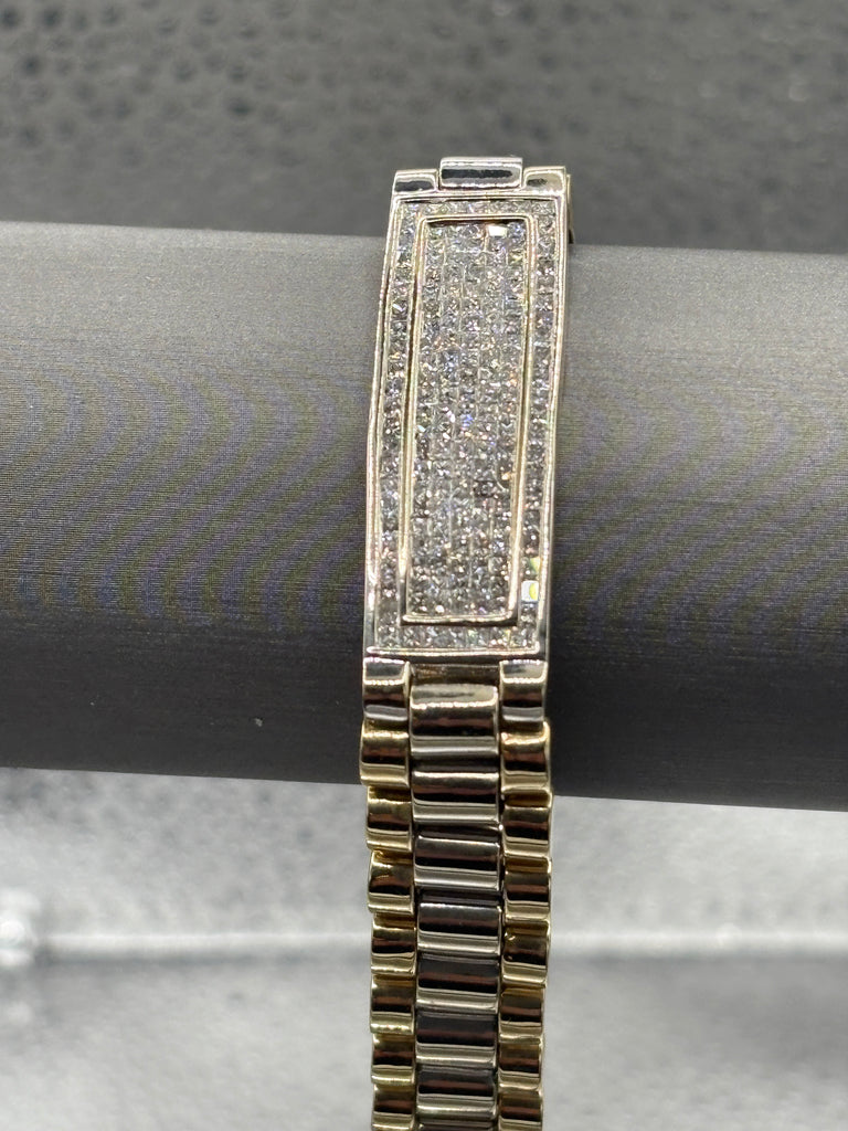 14 Karat Yellow & White Gold Gents/ Ladies Diamond Bracelet
