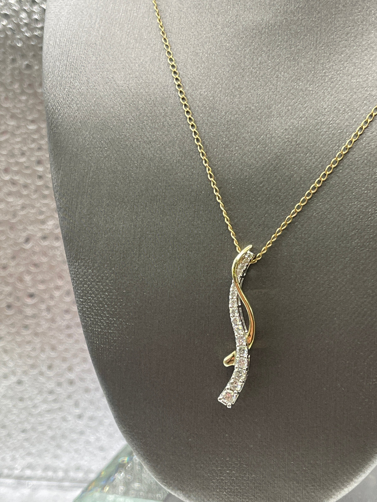 Ladies 14 Karat Solid Two-Tone Gold and Diamond Journey Pendant