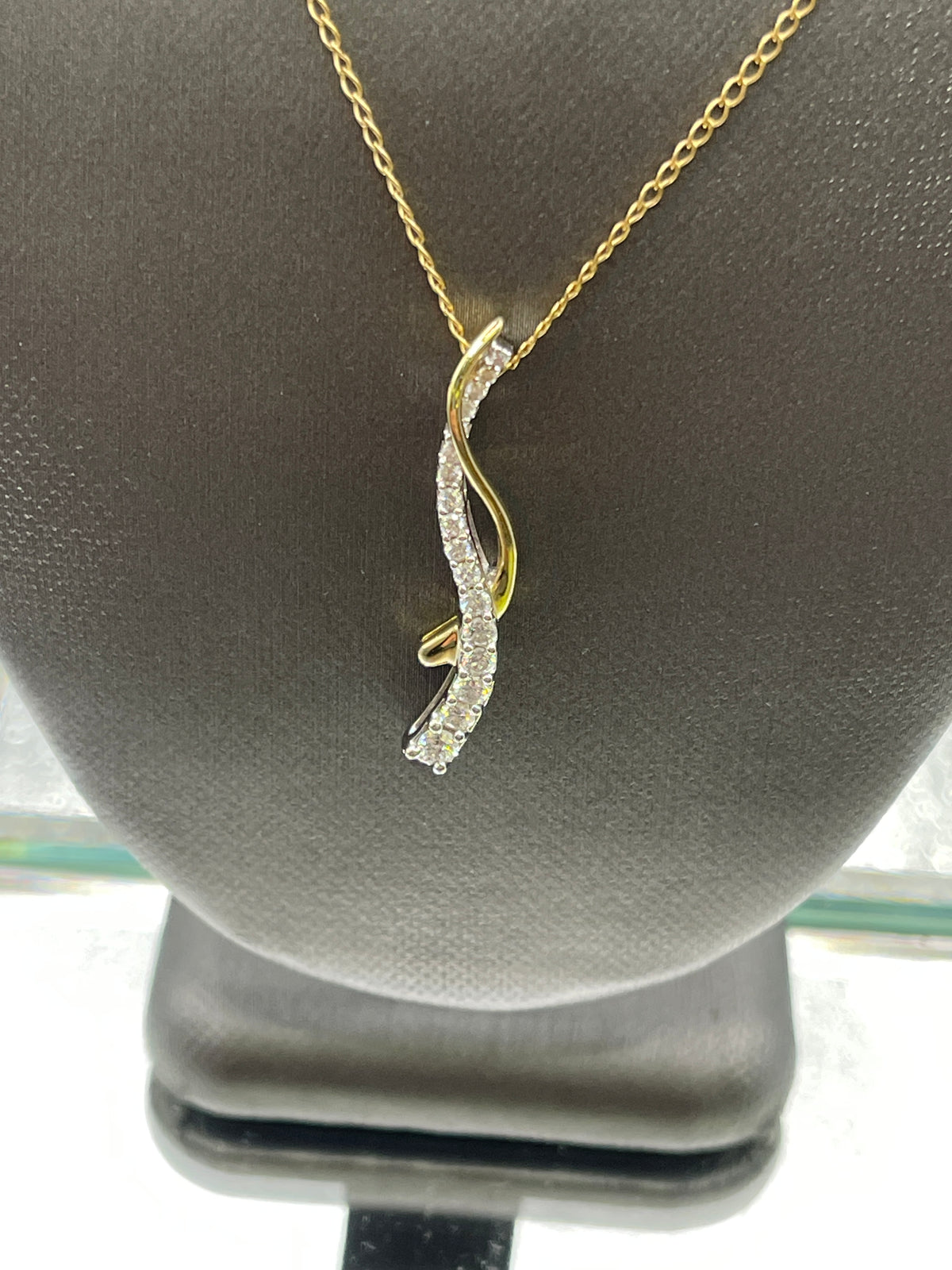 Ladies 14 Karat Solid Two-Tone Gold and Diamond Journey Pendant