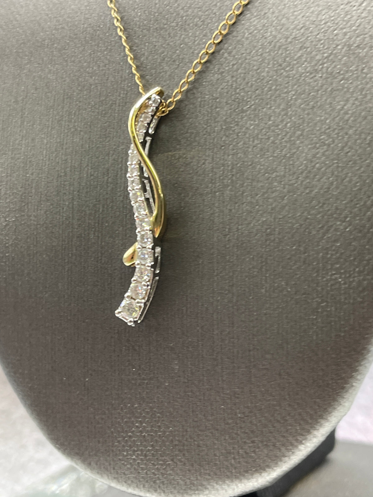 Ladies 14 Karat Solid Two-Tone Gold and Diamond Journey Pendant