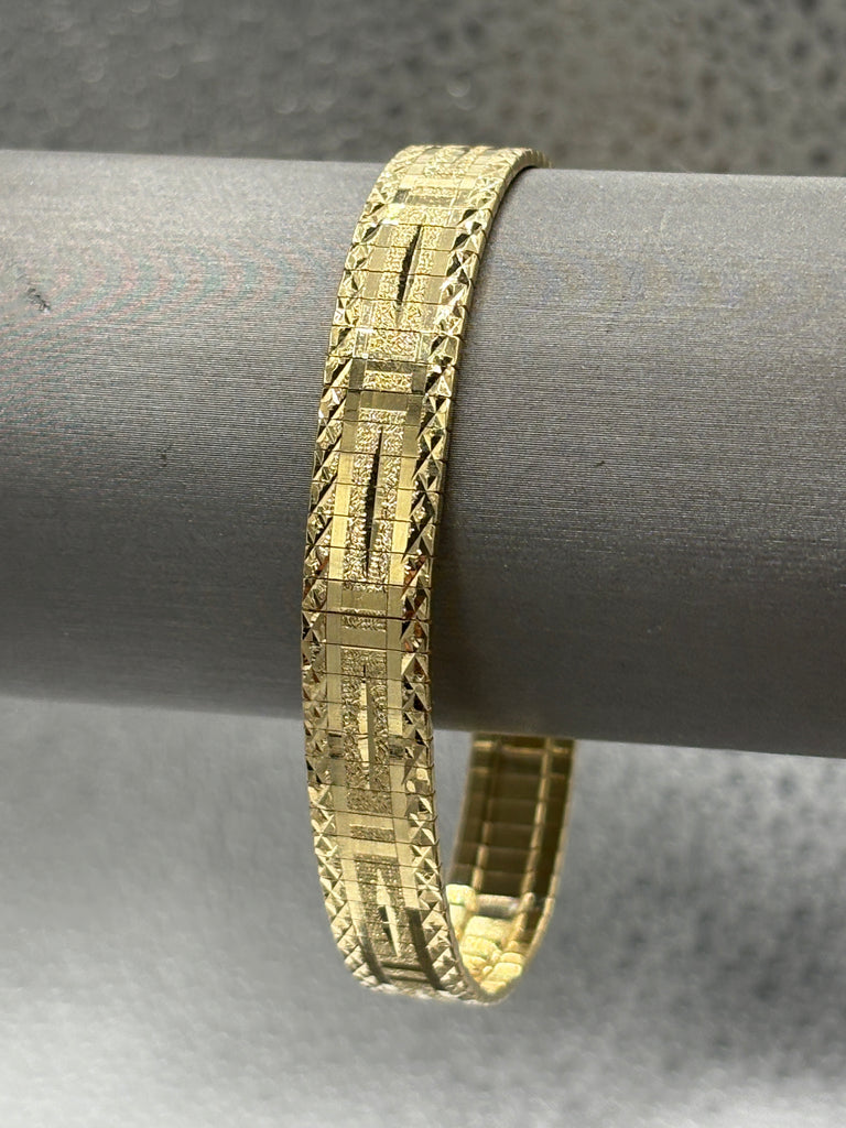 14 Karat Yellow Gold Ladies Laser Edged Soft Bangle Bracelet