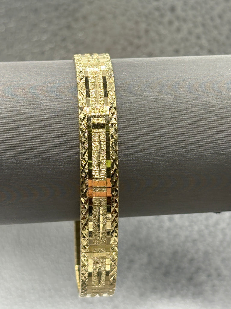 14 Karat Yellow Gold Ladies Laser Edged Soft Bangle Bracelet