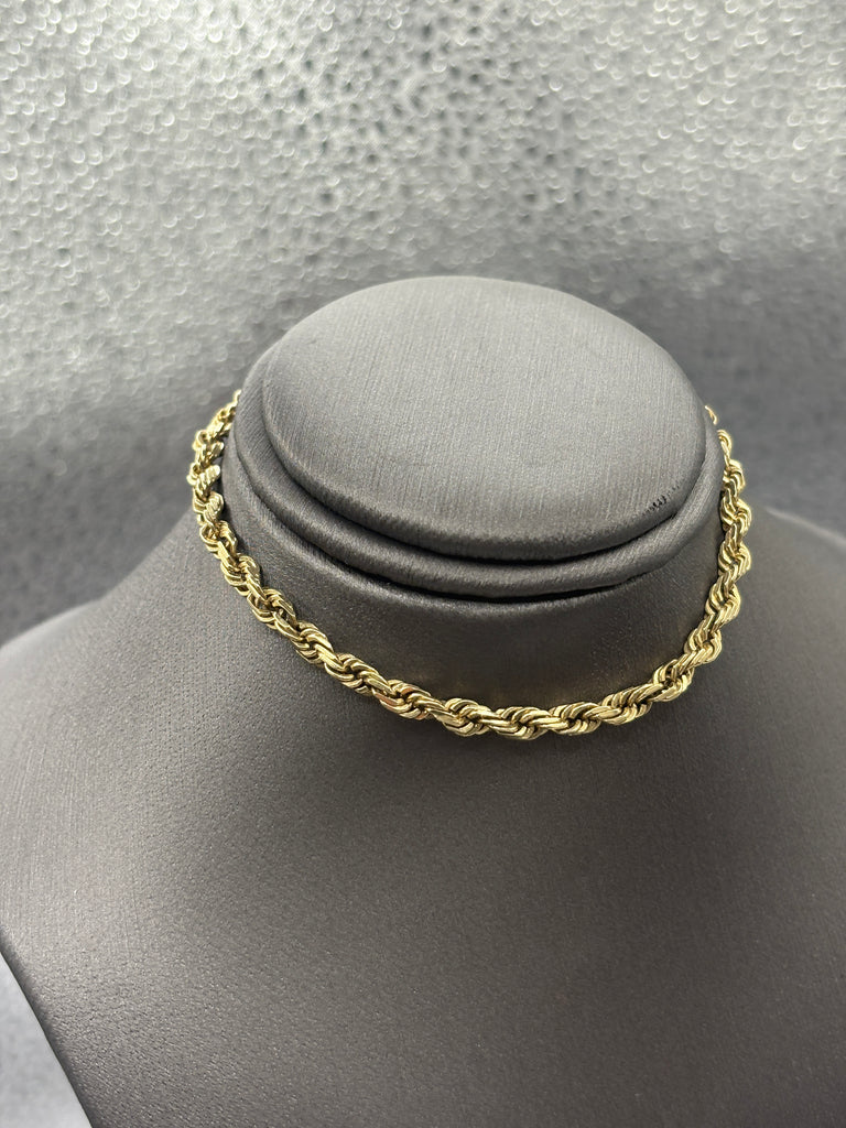 14 Karat Yellow Gold Ladies / Gents Solid Di-Cut Rope Bracelet