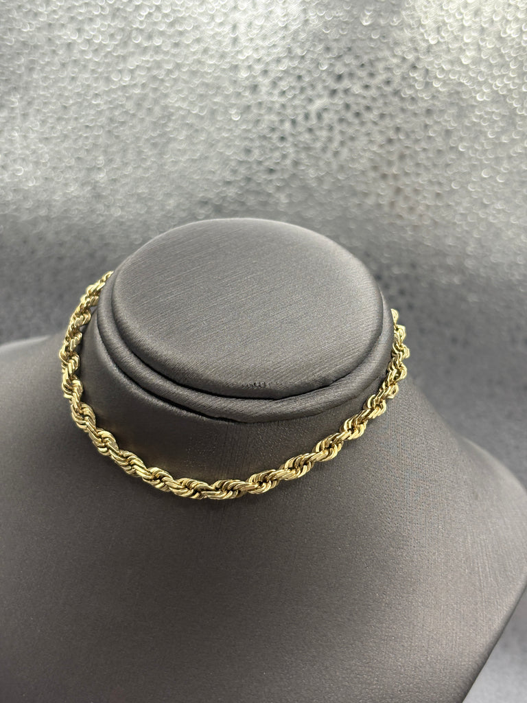 14 Karat Yellow Gold Ladies / Gents Solid Di-Cut Rope Bracelet
