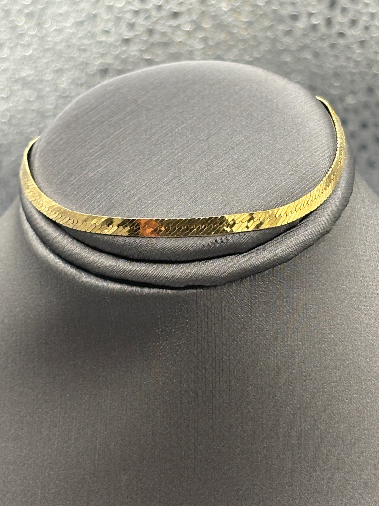 14 Karat Yellow Gold Ladies Herringbone Bracelet