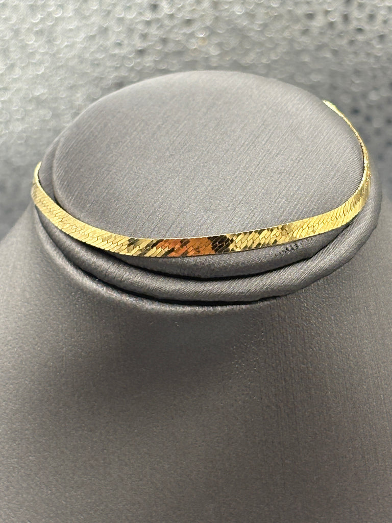 14 Karat Yellow Gold Ladies Herringbone Bracelet