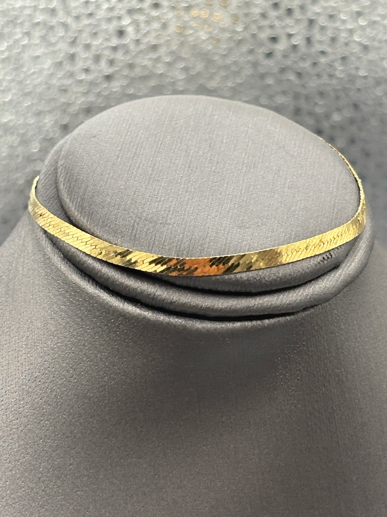 14 Karat Yellow Gold Ladies Herringbone Bracelet