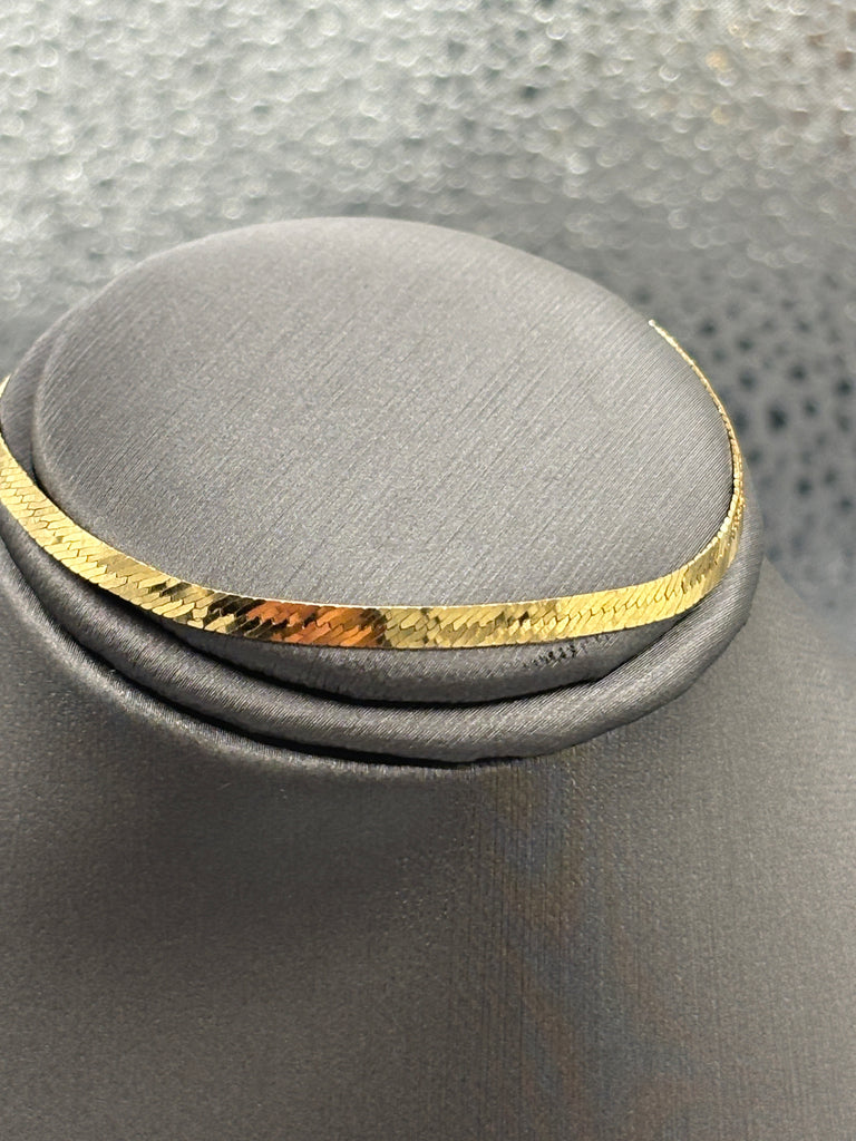 14 Karat Yellow Gold Ladies Herringbone Bracelet
