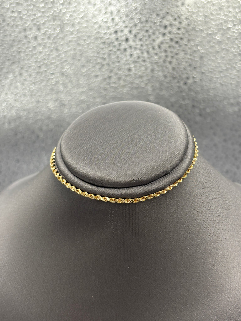 14 Karat Yellow Gold Ladies Solid Di-Cut Rope Bracelet