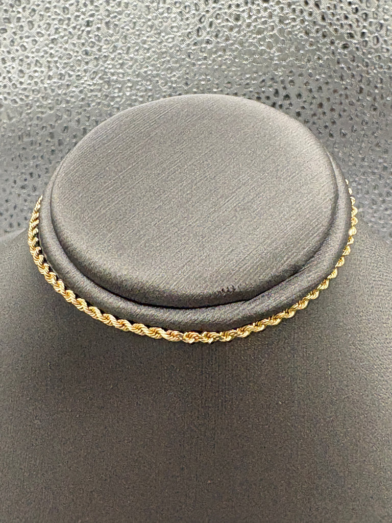 14 Karat Yellow Gold Ladies Solid Di-Cut Rope Bracelet