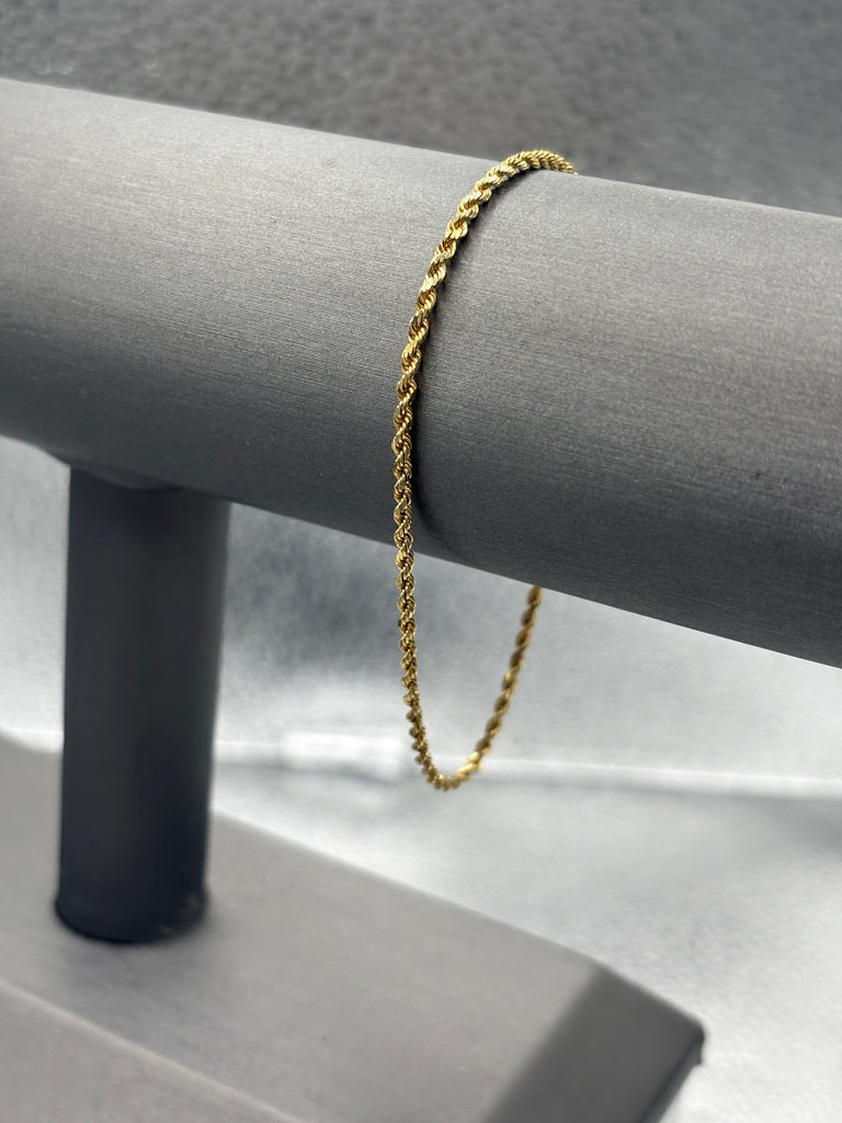 14 Karat Yellow Gold Ladies Solid Di-Cut Rope Bracelet