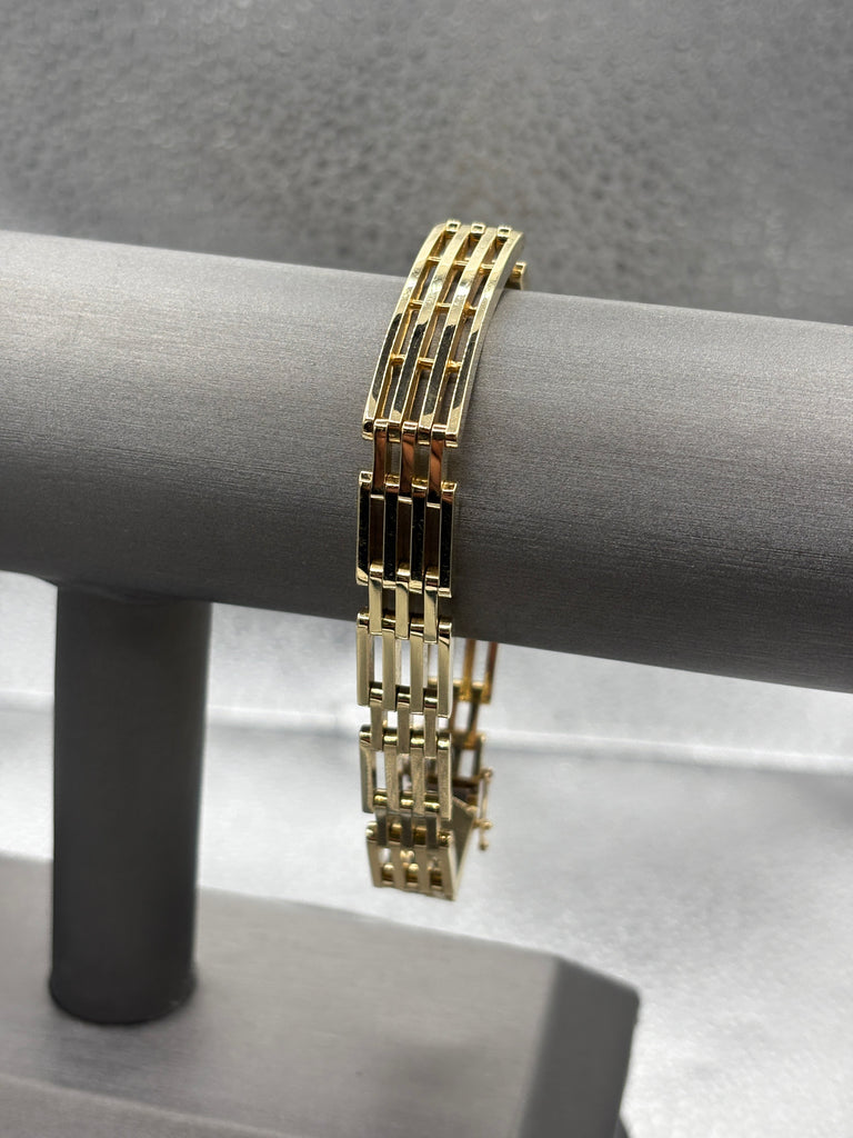14 Karat Yellow Gold Ladies / Gents Royal Bar Link Bracelet