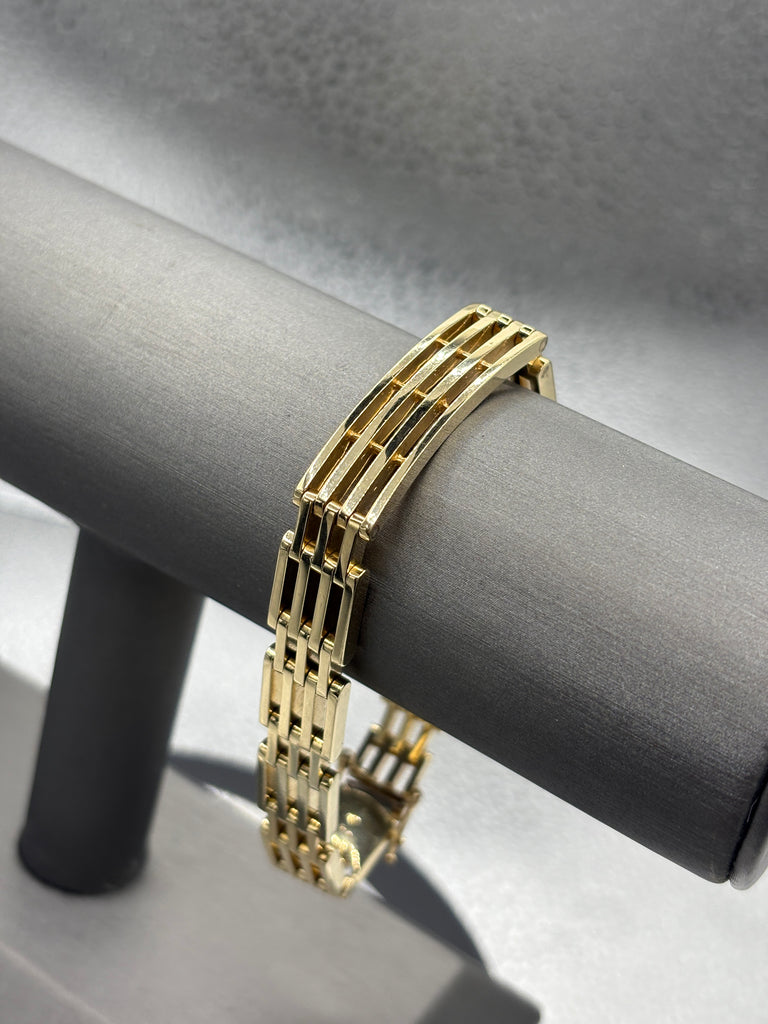 14 Karat Yellow Gold Ladies / Gents Royal Bar Link Bracelet