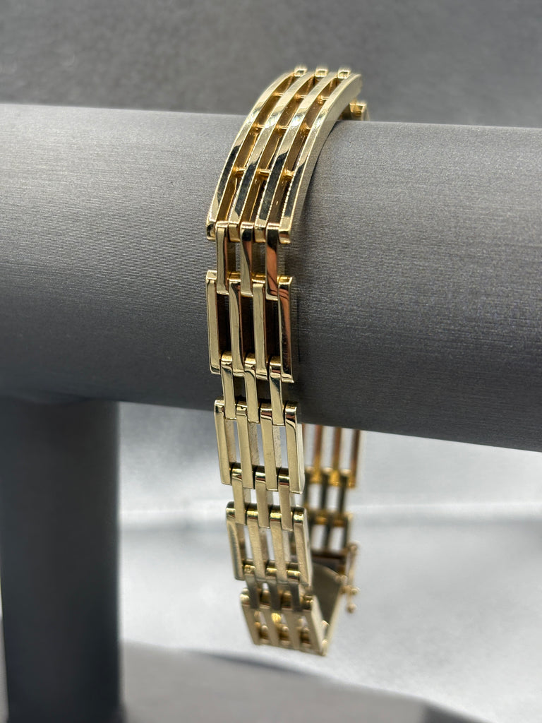 14 Karat Yellow Gold Ladies / Gents Royal Bar Link Bracelet