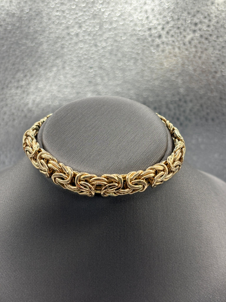 14 Karat Yellow Gold Ladies Byzantine Link Bracelet